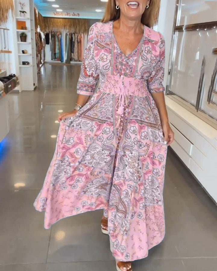 Alira | V-Neck Seven Sleeve Dress