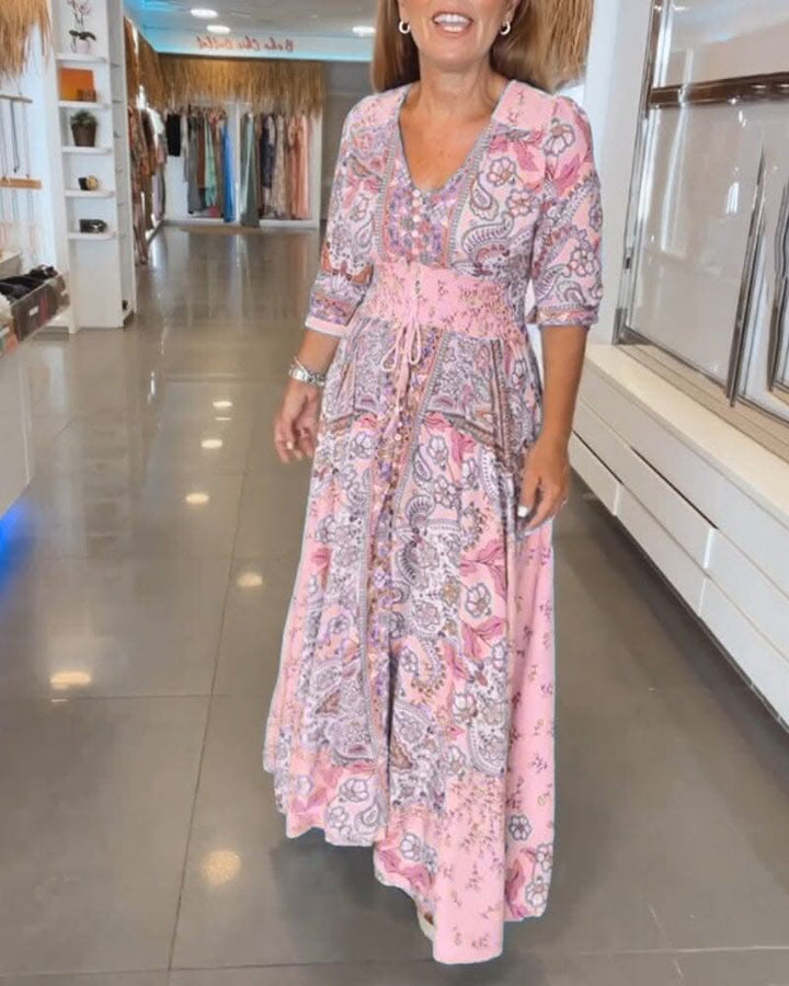 Alira | V-Neck Seven Sleeve Dress