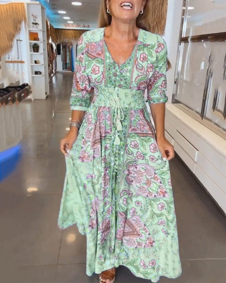 Alira | V-Neck Seven Sleeve Dress