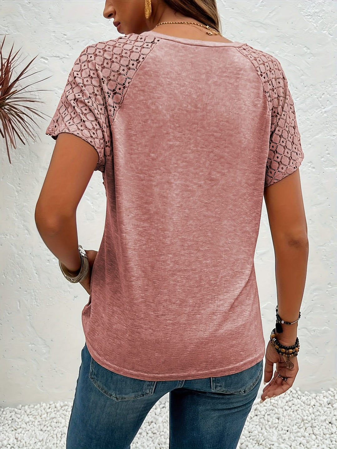 Elina | Lace-Trim Neck Top