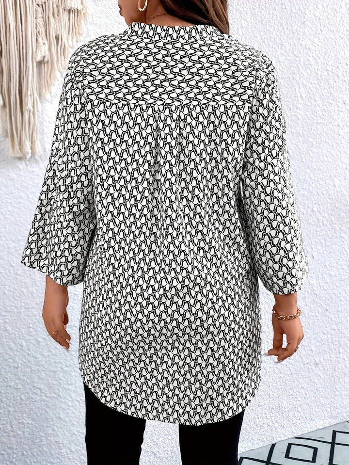 Lila – Printed Roll-Up Sleeve Tunic