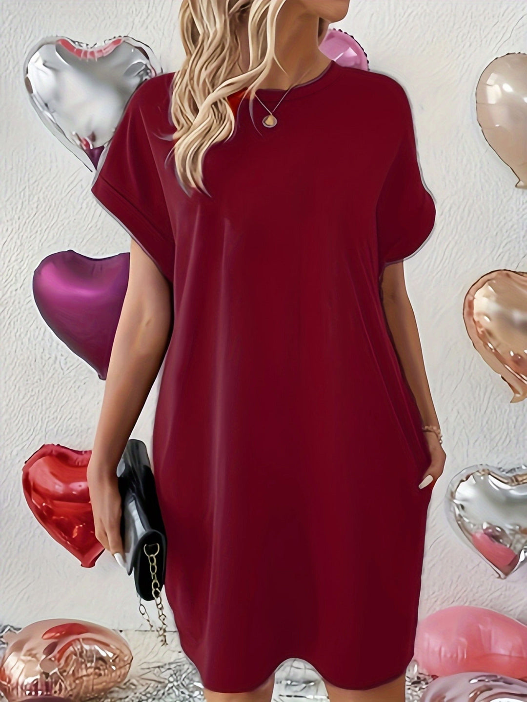 Sable – Dual-Pocket Crewneck Loose Dress