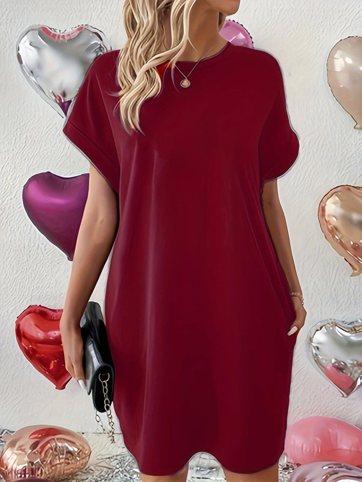 Sable – Dual-Pocket Crewneck Loose Dress