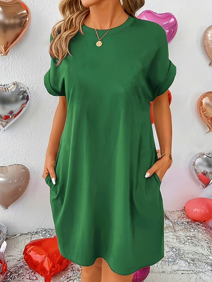 Sable – Dual-Pocket Crewneck Loose Dress