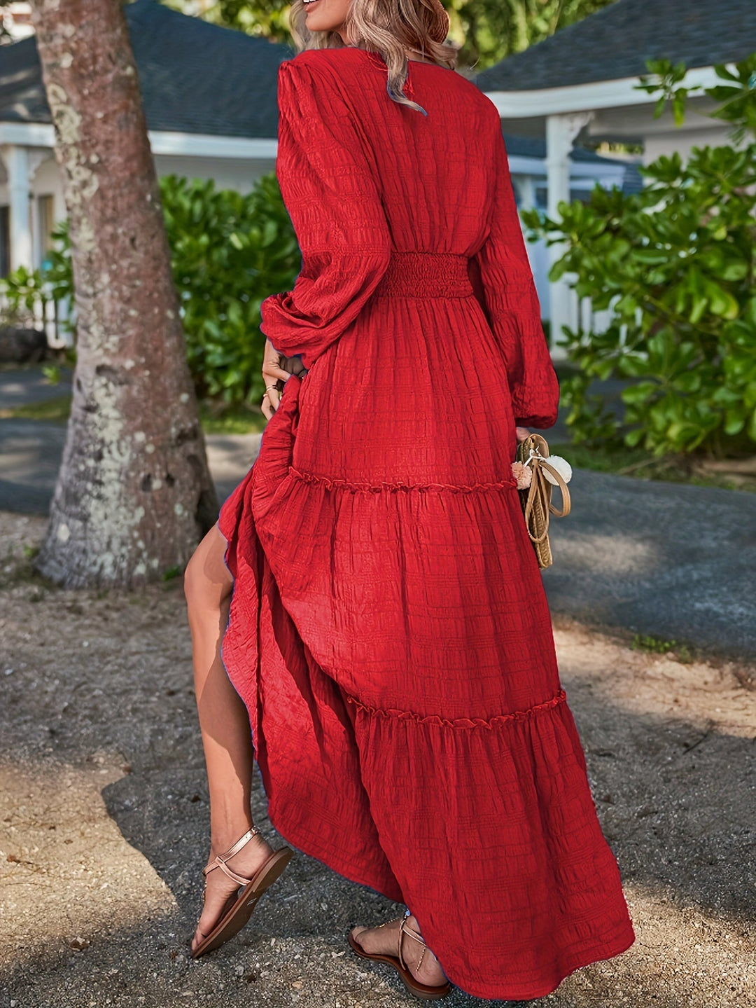 Sera – Lantern Sleeve Midi Dress