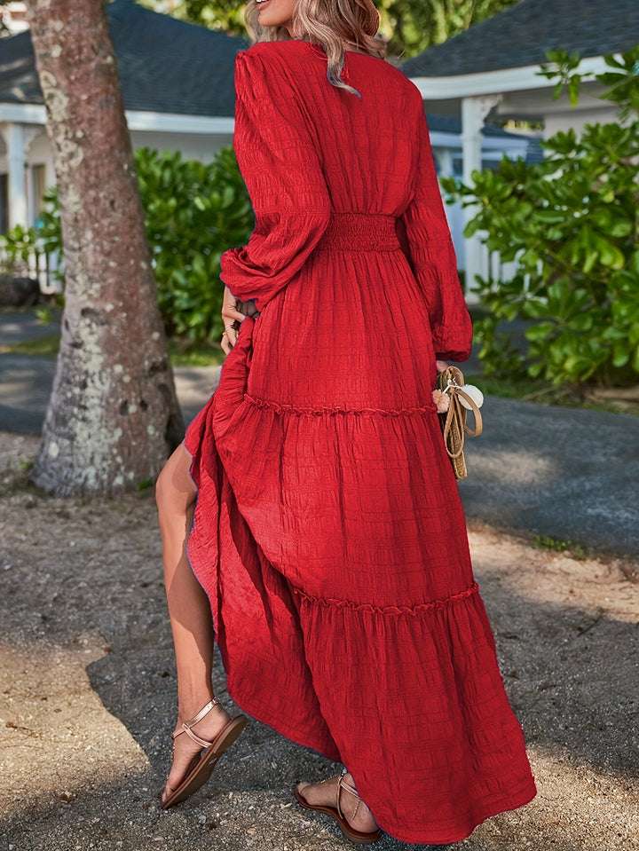 Sera – Lantern Sleeve Midi Dress