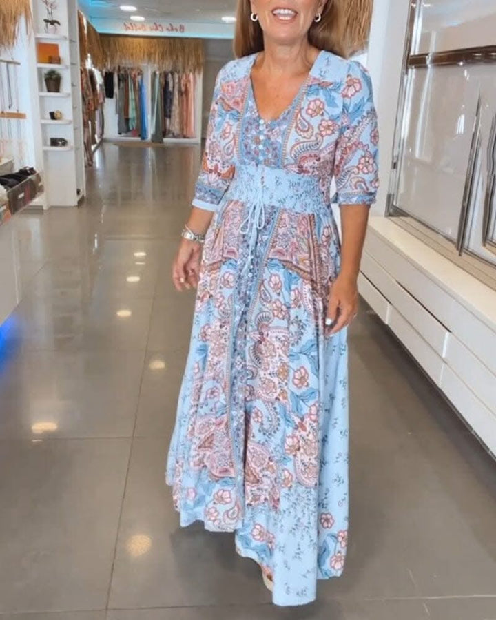 Alira | V-Neck Seven Sleeve Dress