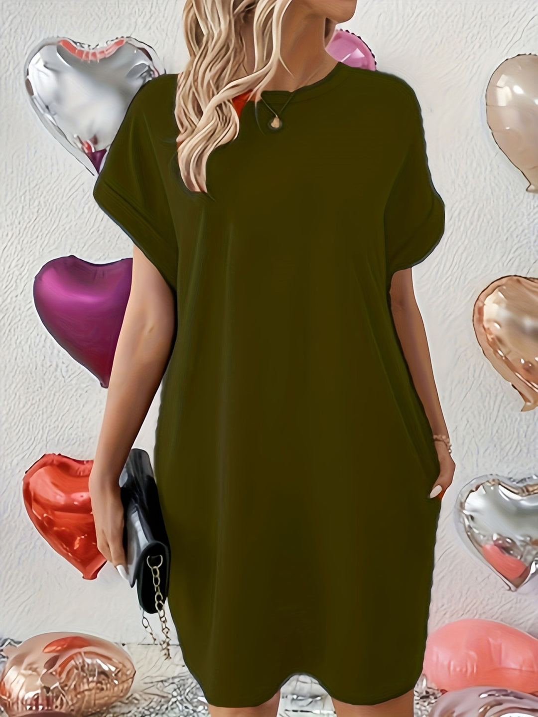 Sable – Dual-Pocket Crewneck Loose Dress