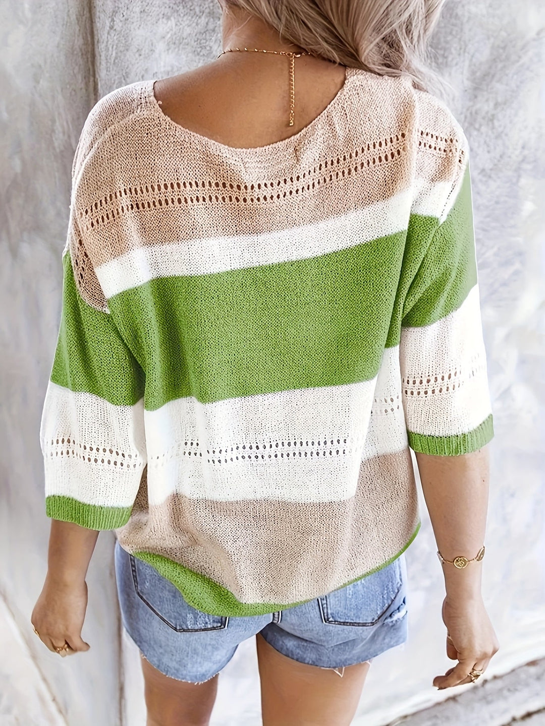 Serena – Striped V-Neck Cardigan