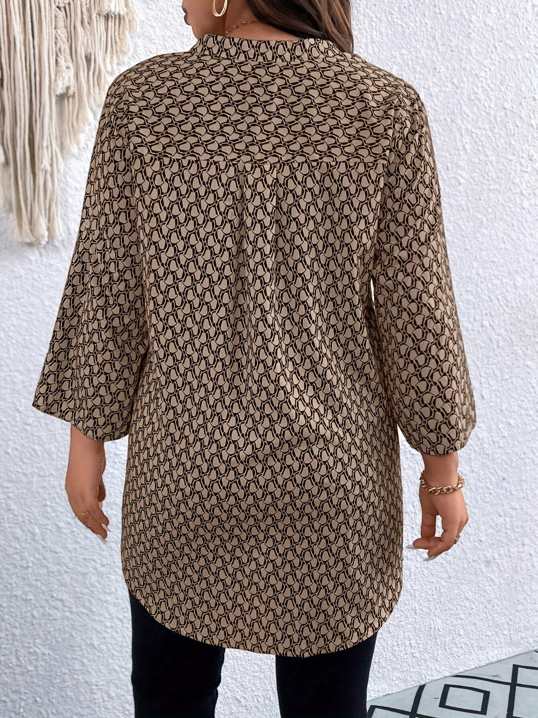 Lila – Printed Roll-Up Sleeve Tunic