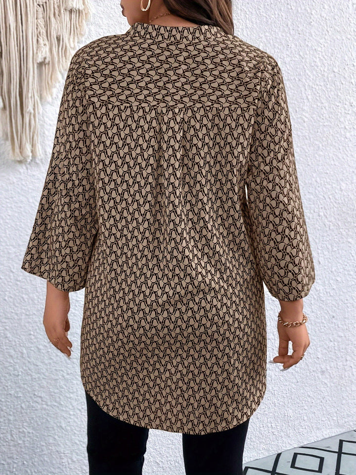 Lila – Printed Roll-Up Sleeve Tunic