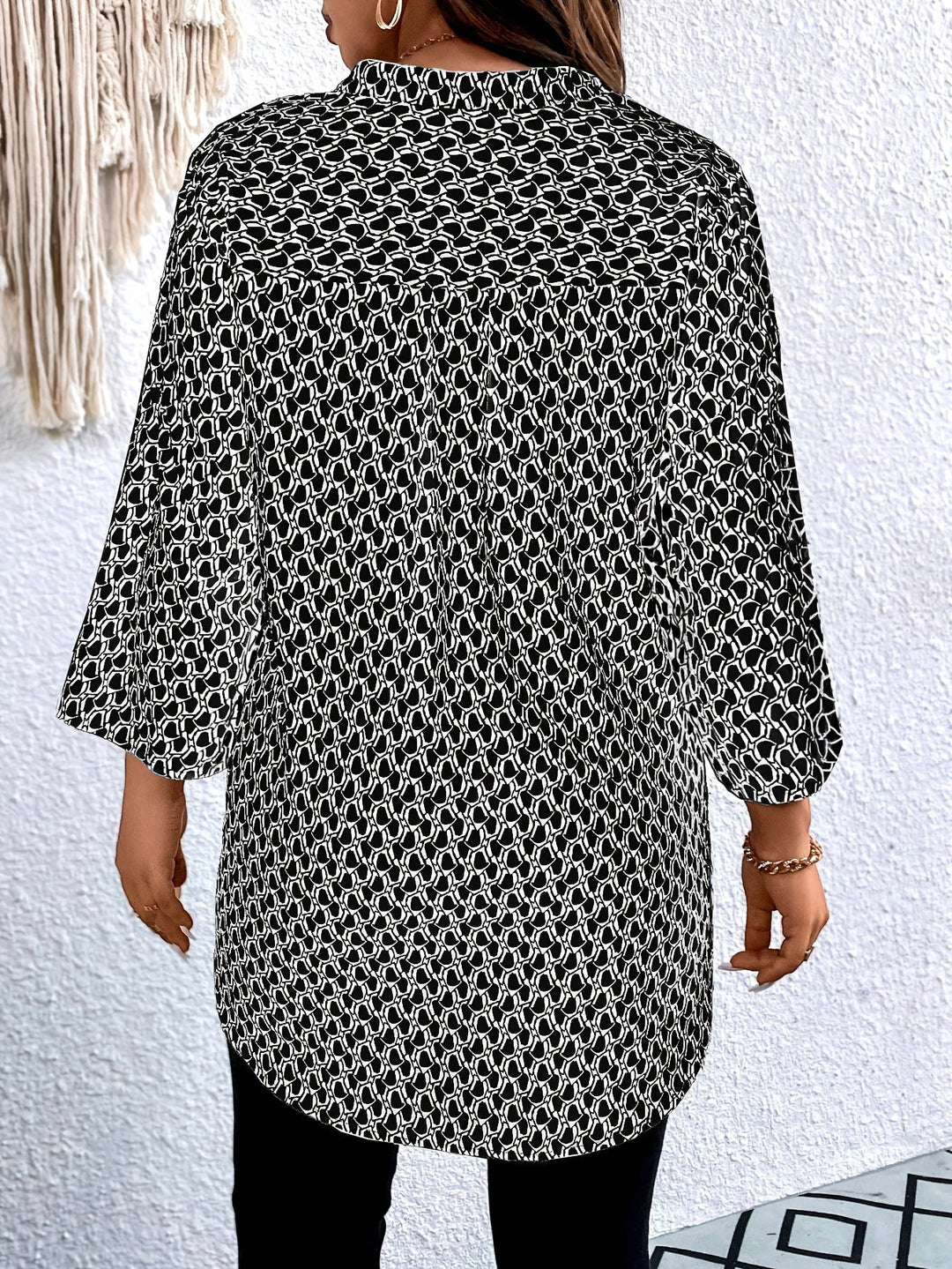 Lila – Printed Roll-Up Sleeve Tunic