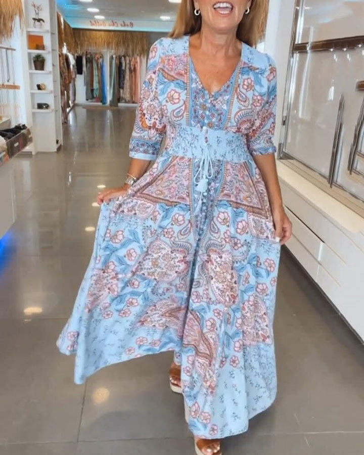 Alira | V-Neck Seven Sleeve Dress