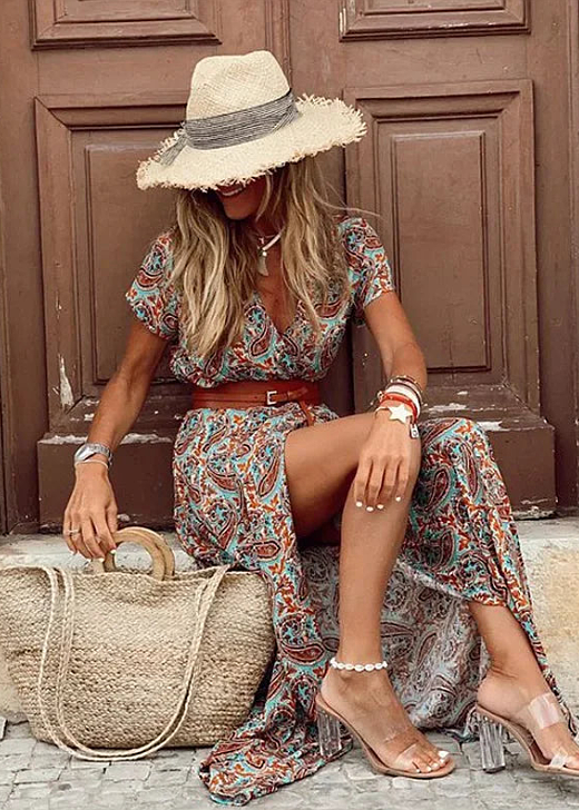 Sienna  Airy Boho Maxi Dress With Matching Belt