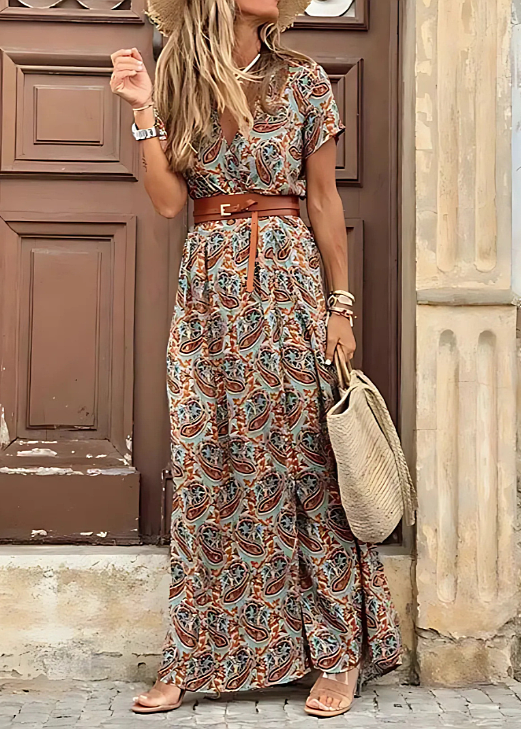 Sienna  Airy Boho Maxi Dress With Matching Belt