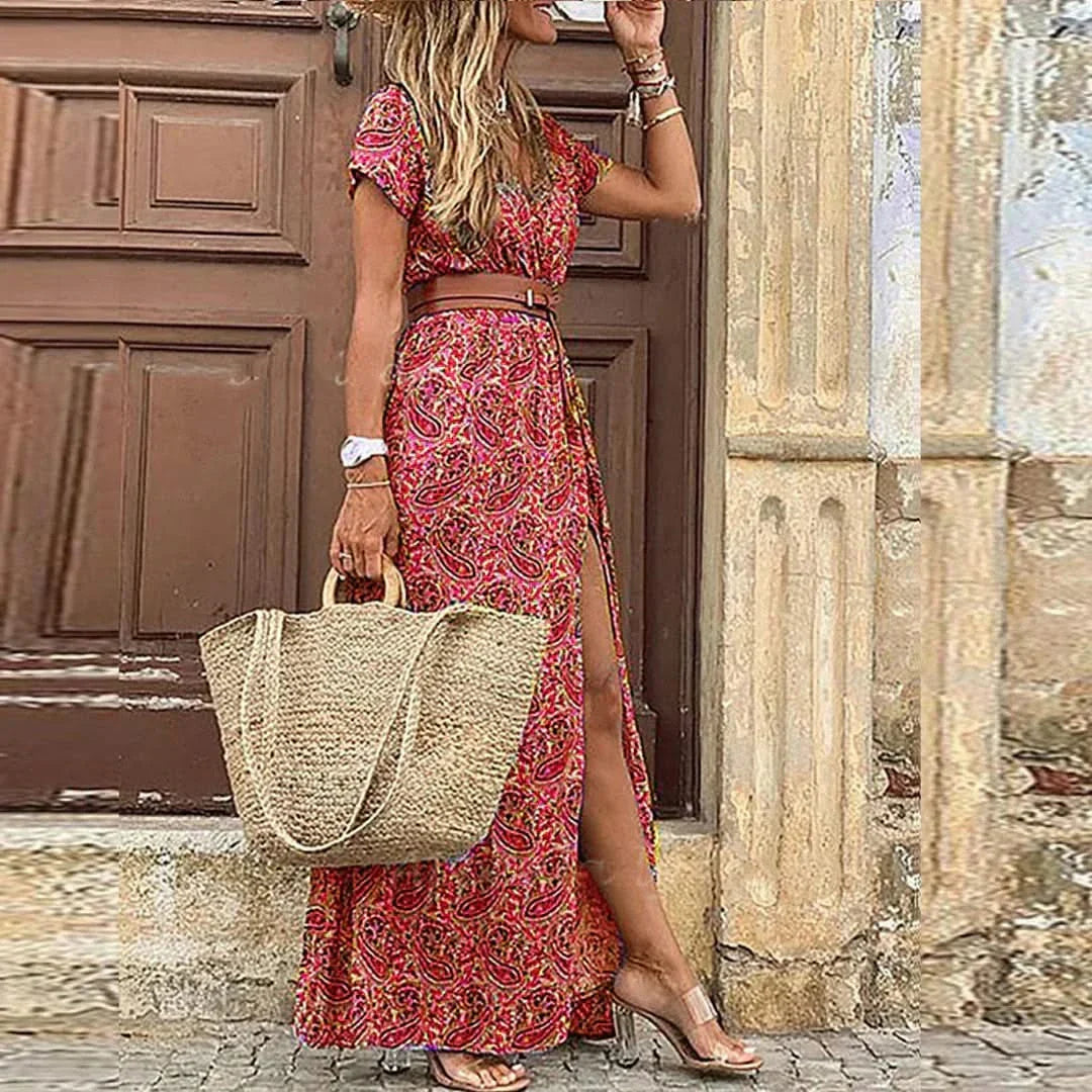 Sienna  Airy Boho Maxi Dress With Matching Belt