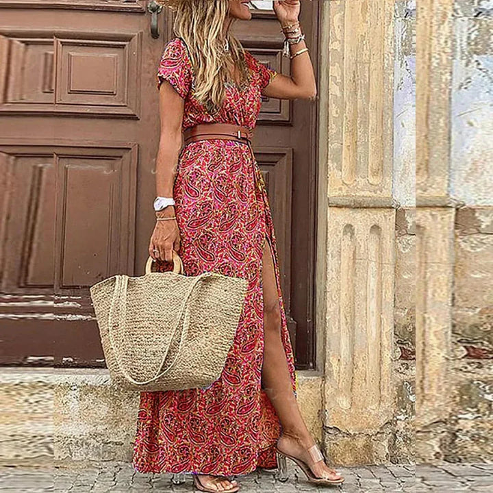Sienna  Airy Boho Maxi Dress With Matching Belt